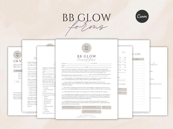 BB Glow Client Forms editable Canva template