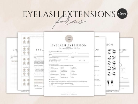 Eyelash Extension Client Forms editable Canva template