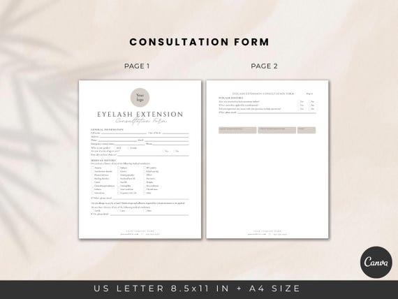 Eyelash Extension Client Forms editable Canva template - preview 4