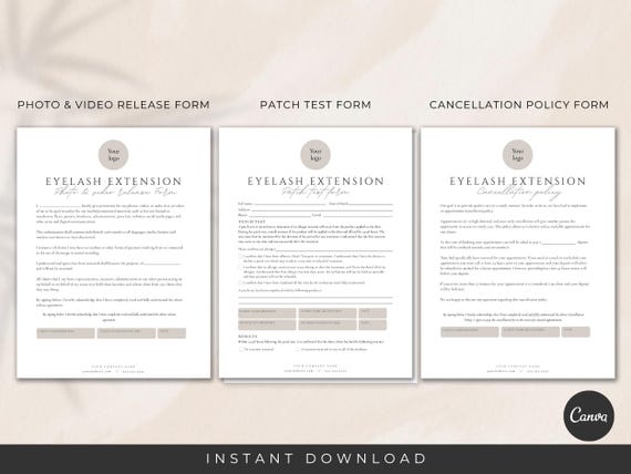 Eyelash Extension Client Forms editable Canva template - preview 5