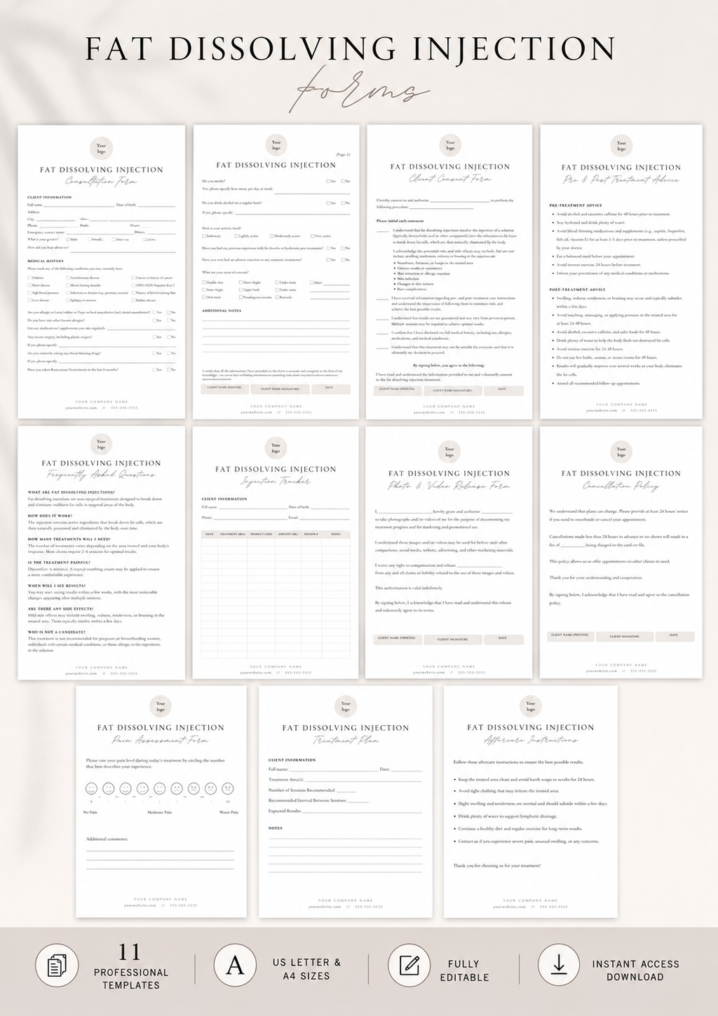 Fat Dissolving Injection client forms bundle preview