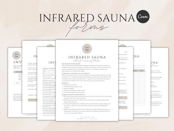 Infrared Sauna Client Forms editable Canva template