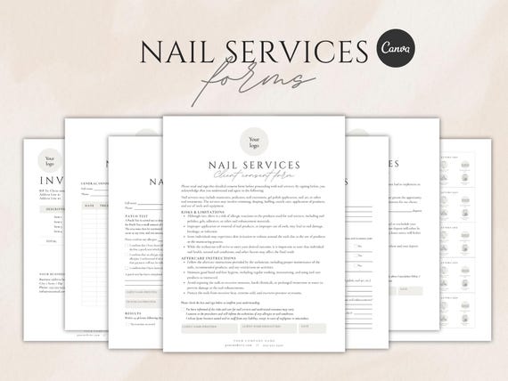 Nail Service Client Forms editable Canva template