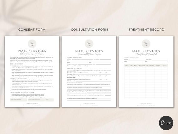 Nail Service Client Forms editable Canva template - preview 2
