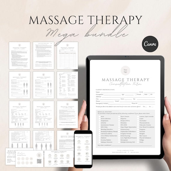 Massage Therapy Client Forms editable Canva templates