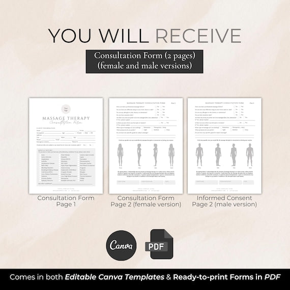 Massage Therapy Client Forms editable Canva templates - preview 3