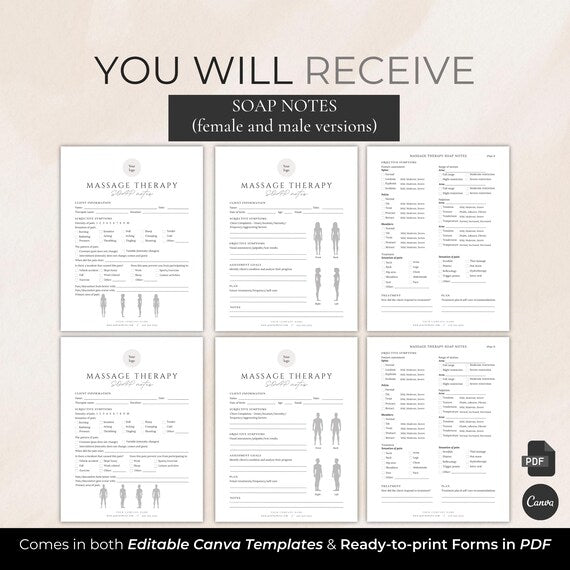Massage Therapy Client Forms editable Canva templates - preview 4