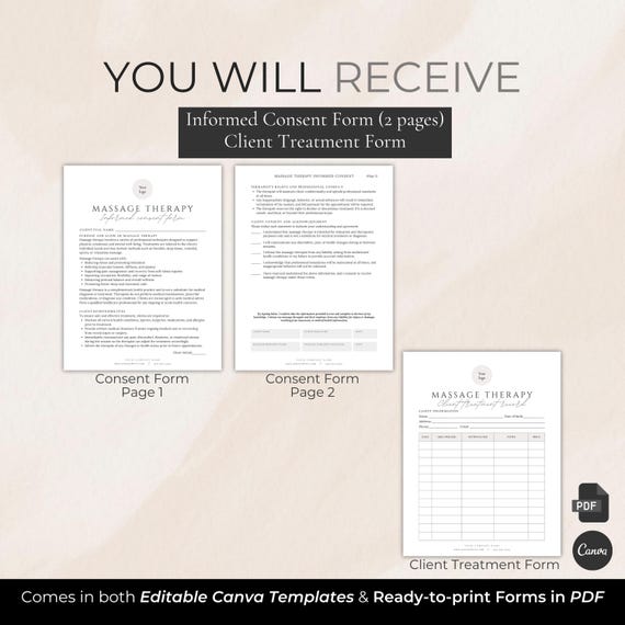 Massage Therapy Client Forms editable Canva templates - preview 5