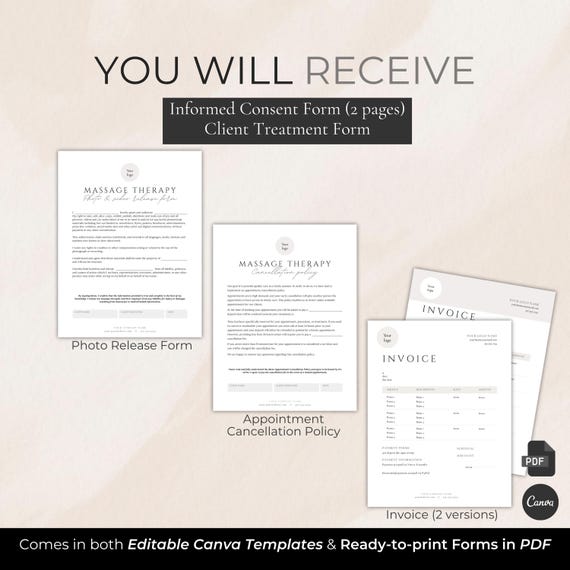 Massage Therapy Client Forms editable Canva templates - preview 6