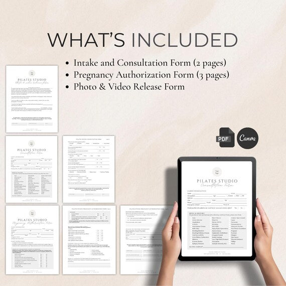 Pilates Studio Client Forms editable Canva templates - preview 2