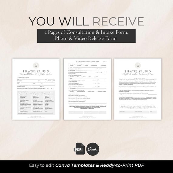 Pilates Studio Client Forms editable Canva templates - preview 3