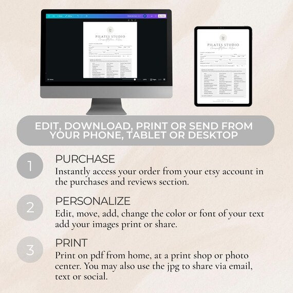 Pilates Studio Client Forms editable Canva templates - preview 5