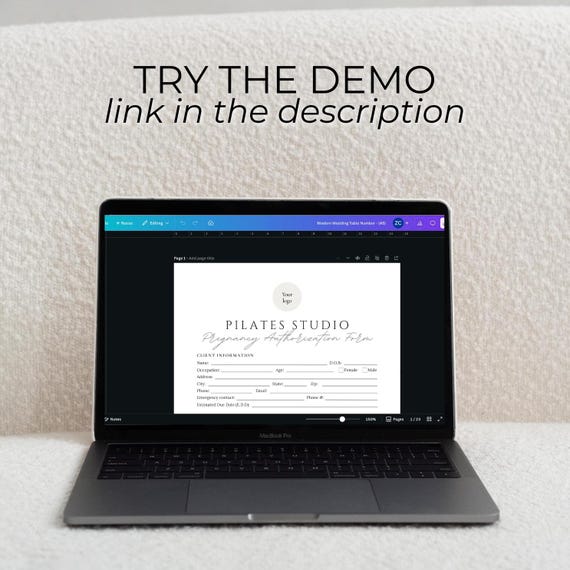 Pilates Studio Client Forms editable Canva templates - preview 6