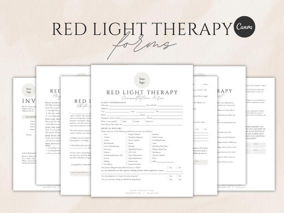 Red Light Therapy Client Forms editable Canva template