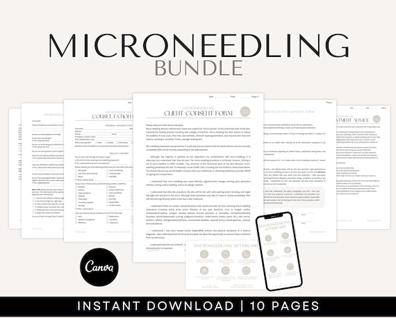 Microneedling Client Forms editable Canva templates