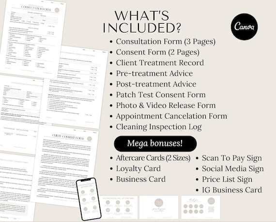 Microneedling Client Forms editable Canva templates - preview 2