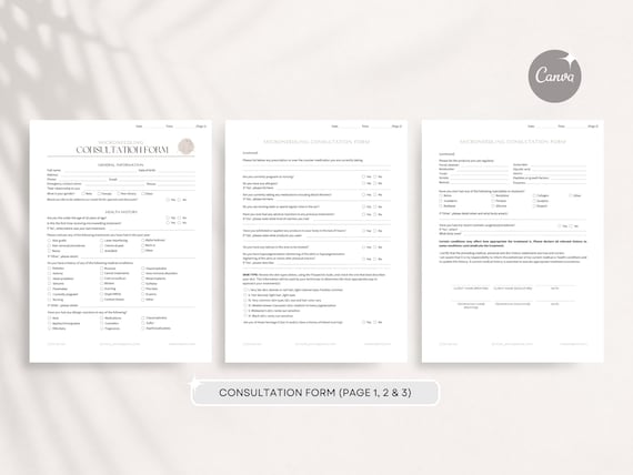 Microneedling Client Forms editable Canva templates - preview 4