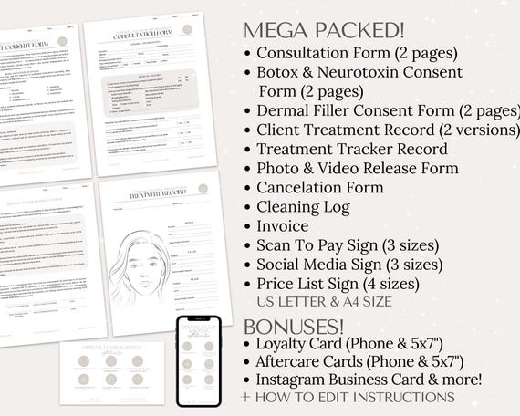 Dermal Filler Client Forms | Editable Canva Templates - preview 2