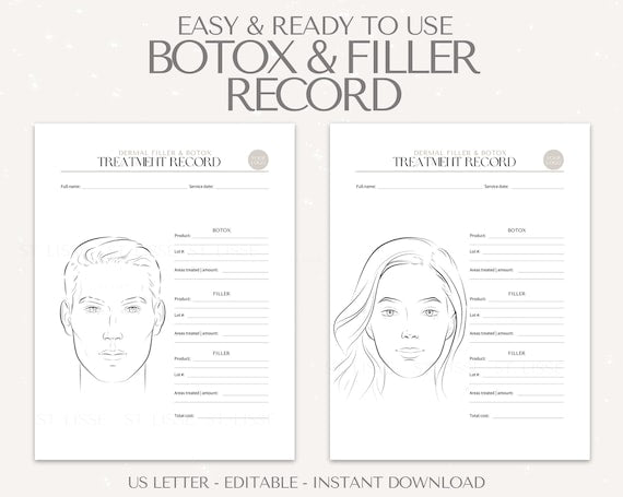 Botox and Dermal Filler Treatment Record