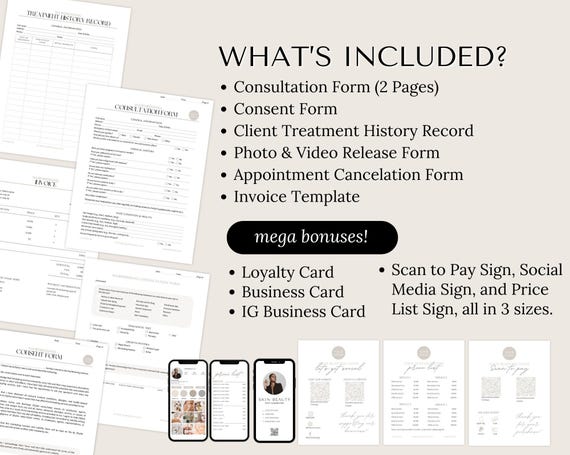 Hairdressing Client Forms editable Canva templates - preview 2