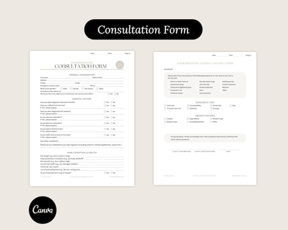 Hairdressing Client Forms editable Canva templates - preview 4