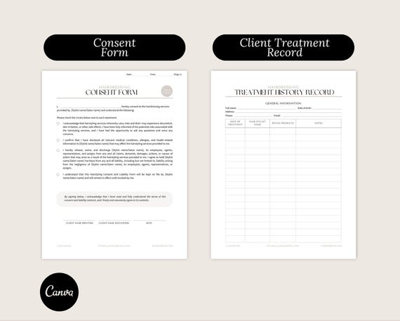 Hairdressing Client Forms editable Canva templates - preview 5