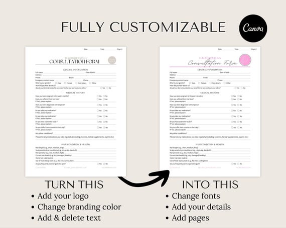 Head Spa Client Forms editable Canva templates - preview 2
