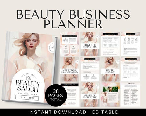 Beauty Business Planner editable Canva template